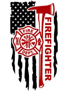 Distressed Flag Logo Fire Fighter Background Axe Font Firefighter 1b Black Red