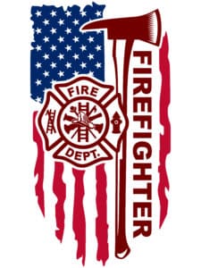 Distressed Flag Logo Fire Fighter Background Axe Font Firefighter 1b Blue Red