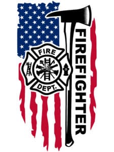 Distressed Flag Logo Fire Fighter Background Axe Font Firefighter 1b STD