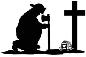 Fireman Kneeling in cross